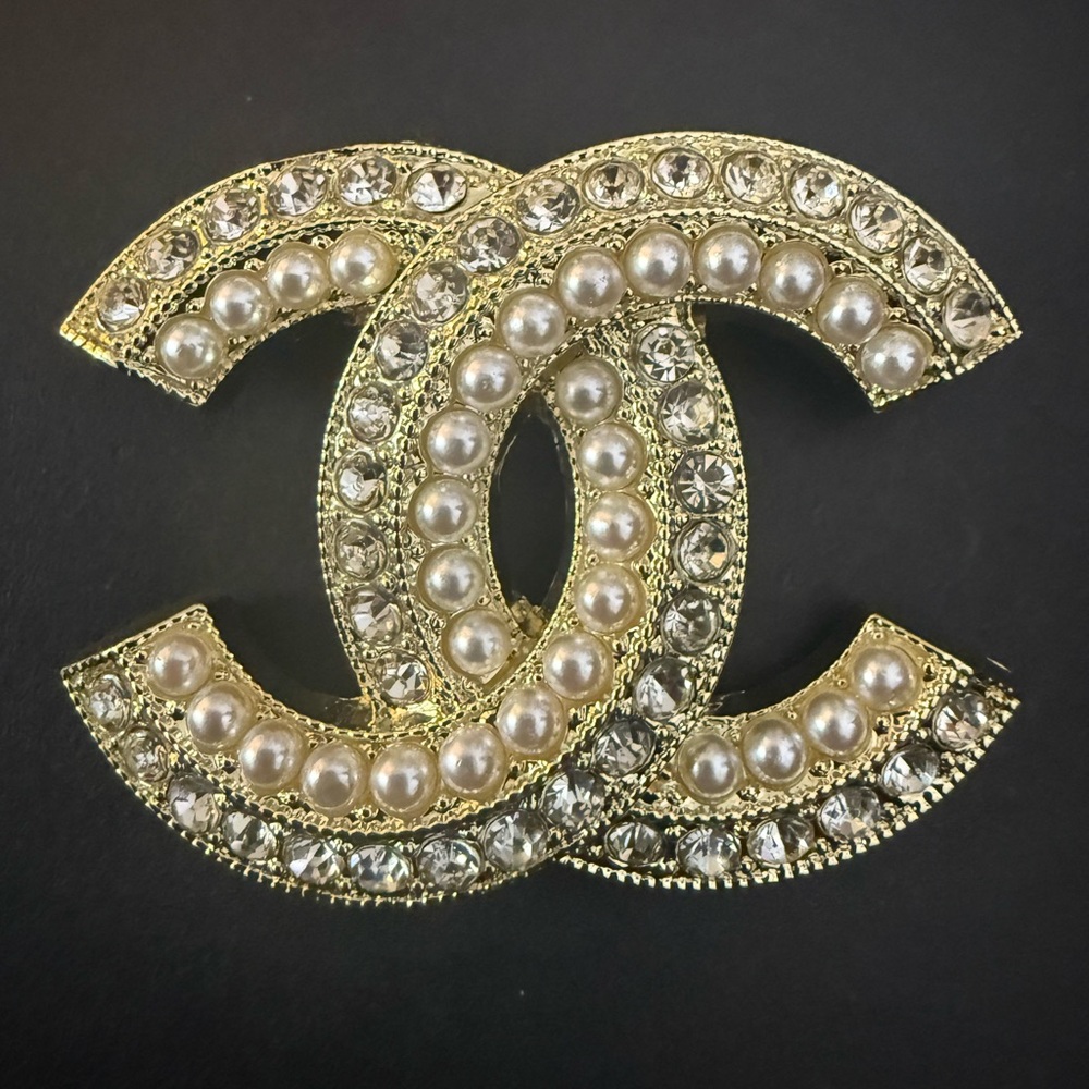 Brand new upcycled CHANEL Gold and Pearl Embellished Brooch - Picture 2 of 4